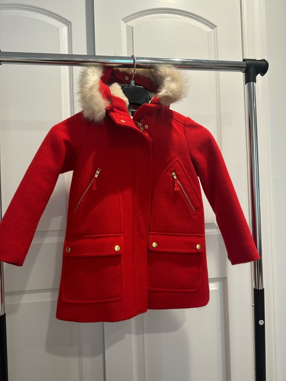 Crewcuts Red Wool-Blend Jacket with Faux Shearling Collar